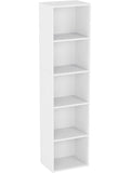 Regal modulowy z 5 otwartymi kostkami, drewniany organizer do salonu, biura lub sypialni, bialy
